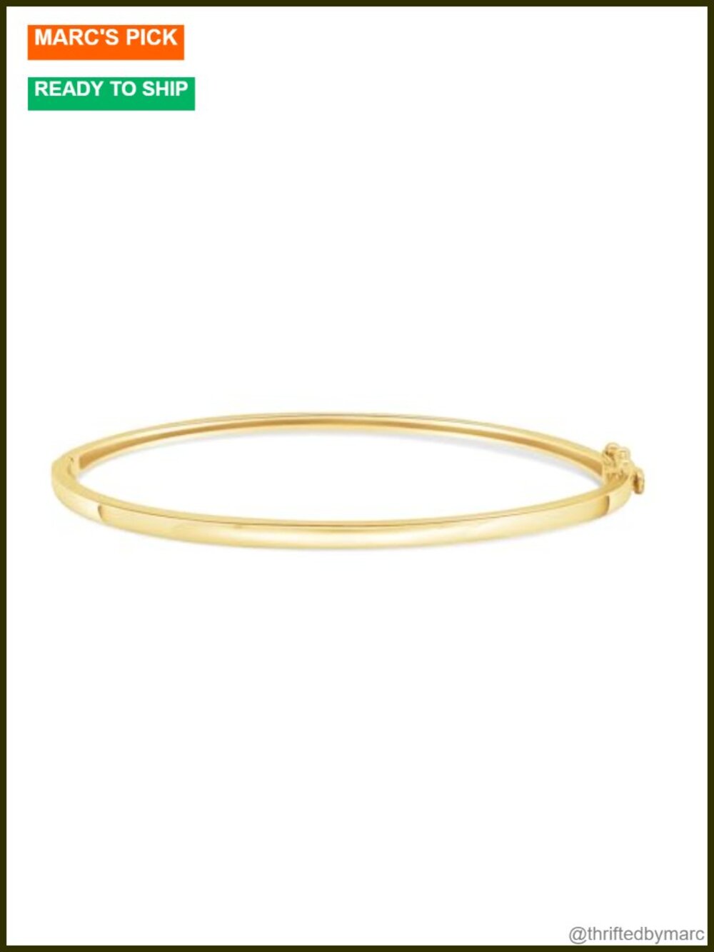 Sterling Silver 14K Yellow Gold Plated Plain Oval Bangle Bracelet Size 7